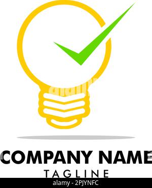 Light Bulb Check Mark Icon Vector Logo Template Stock Vector