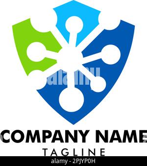 Molecule Shield Logo Template Vector Illustration Stock Vector
