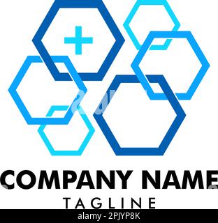 Medical Hexagon Logo Design Template Stock Vector