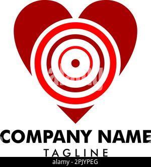 Heart target symbol icon - black simple, isolated - vector illustration ...
