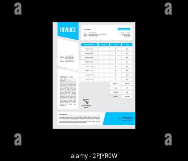 Invoice vector template design in blue theme Stock Vector