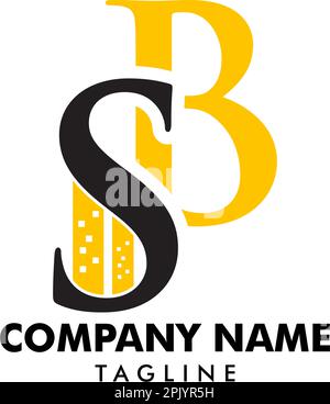 Initial Letter SB Logo Concept with Building Template Vector Stock Vector