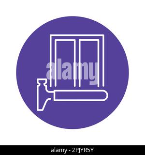 Installation windows black line icon. Pictogram for web page. Stock Vector