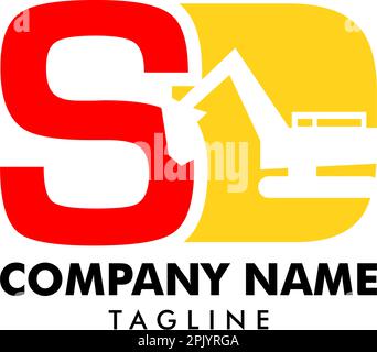 Initial Letter SD Excavator Logo Concept Vector Stock Vector