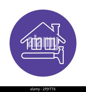 Roofing and installation of windows black line icon. Pictogram for web page. Stock Vector