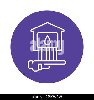 Water supply in the house black line icon. Building construction. Pictogram for web page. Stock Vector