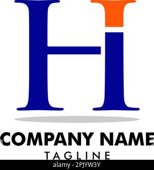 Initial Letter HI Logo Template Design Stock Vector