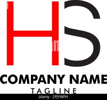 HS Artistic Letter Logo Design with Creative Serif Font in Black and ...
