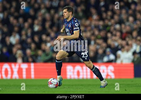 Remo Freuler #23 of Nottingham Forest makes a break with the ball during the Premier League match Leeds United vs Nottingham Forest at Elland Road, Leeds, United Kingdom, 4th April 2023 (Photo by Mark Cosgrove/News Images) in, on 4/4/2023. (Photo by Mark Cosgrove/News Images/Sipa USA) Credit: Sipa USA/Alamy Live News Stock Photo