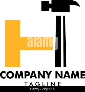 Hammer Logo with Letter H, Repair, Construction or Renovation Logo Concept Stock Vector
