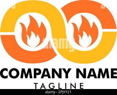 Infinity Fire Flame Logo Template Stock Vector