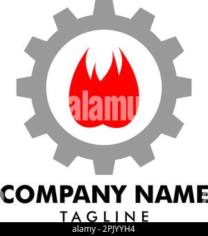 Fire Gear Icon Logo Design Element Stock Vector