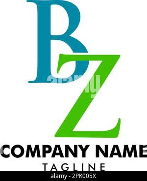 Initial Letter BZ Logo Template Design Stock Vector