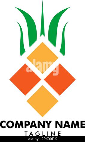 Geometric Pineapple Fruit Logo Design Symbol Illustration Stock Vector