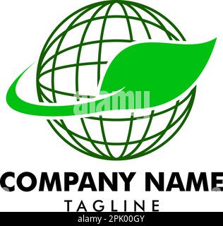 Globe leaf logo Stock Vector