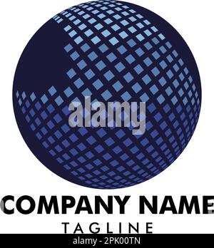 Digital Pixel Globe Logo Design Template Stock Vector