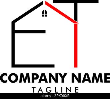 ET Letter Real Estate Logo Design, Real estate logo Stock Vector