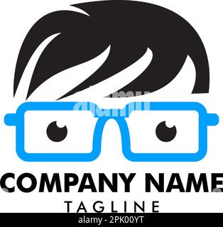Geek Head Logo Design Illustration Stock Vector