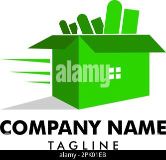 Fast Box logo designs vector, Fast Delivery logo template, House Moving logo template design vector Stock Vector