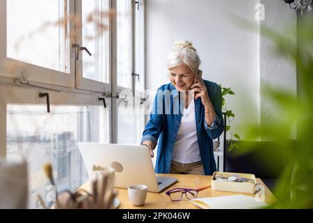 Portrait of smiling mature businesswoman working in an office Stock Photo