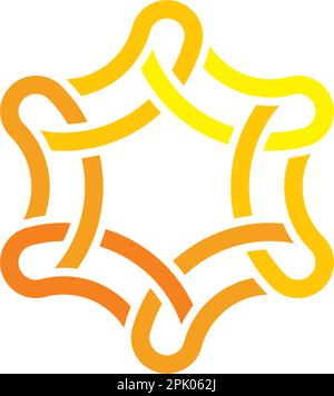chain link yellow star logo vector icon design Stock Vector