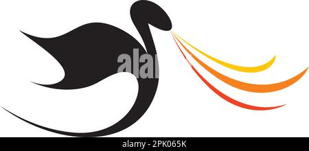 dragon with fire logo clipart vector design Stock Vector