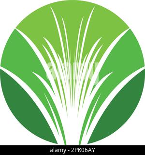 grass vector logo circle icon design Stock Vector