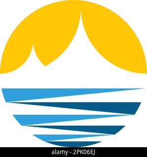landscape ocean and mountains logo vector icon design Stock Vector