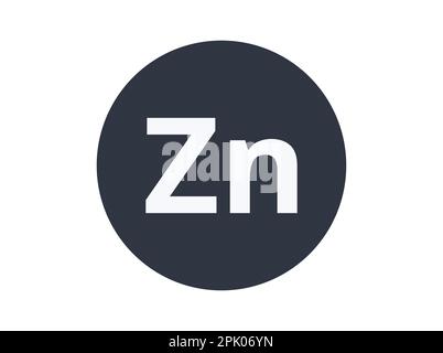Monochromatic Zinc Element in a circle for Science Designs. Stock Vector