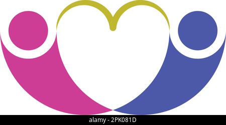 couple holding rope heart shape logo vector icon design Stock Vector