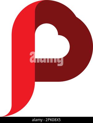 red letter p with heart logo vector design Stock Vector
