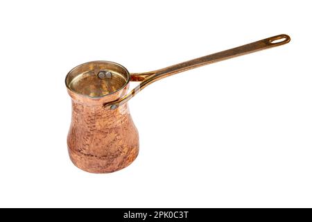 The turkish coffee pot. Isolated on white background, clipping path. Stock Photo
