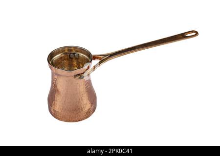 The turkish coffee pot. Isolated on white background, clipping path. Stock Photo