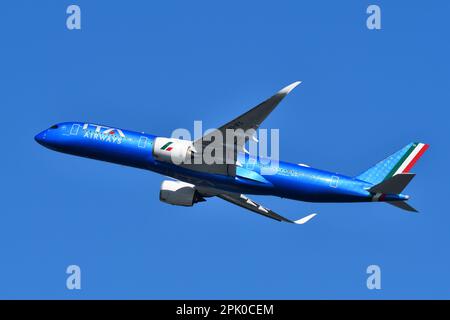 Tokyo, Japan - March 19, 2023: ITA Airways Airbus A350-900 (EI-IFC) passenger plane. Stock Photo