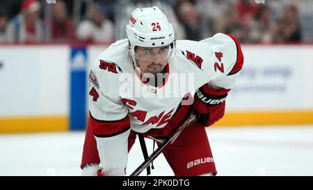 Carolina Hurricanes goaltender Pyotr Kochetkov (52) plays against the  Detroit Red Wings in the second period of an NHL hockey game Tuesday, Dec.  13, 2022, in Detroit. (AP Photo/Paul Sancya Stock Photo - Alamy