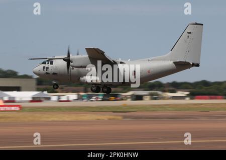 MM62219 (RS-50), a Leonardo C-27J Spartan operated by Reparto Sperimentale Volo of the Aeronautica Militare (Italian Air Force), arriving at RAF Fairford in Gloucestershire, England to participate in the Royal International Air Tattoo 2022 (RIAT 2022). Stock Photo
