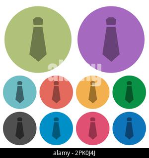 Tie solid darker flat icons on color round background Stock Vector
