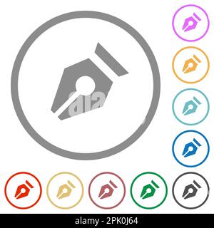 Nib solid flat color icons in round outlines on white background Stock Vector
