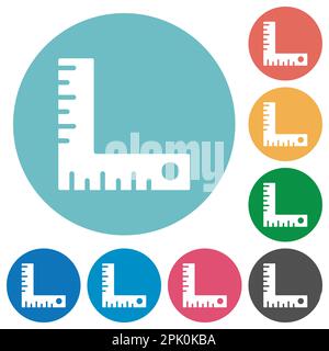 measurement tool solid flat white icons on round color backgrounds Stock Vector