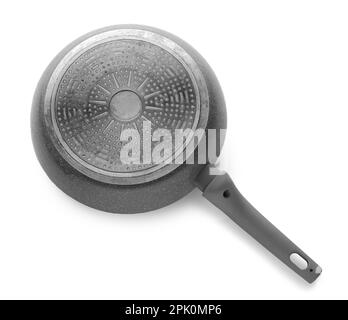 Frying pan isolated on white, bottom side Stock Photo