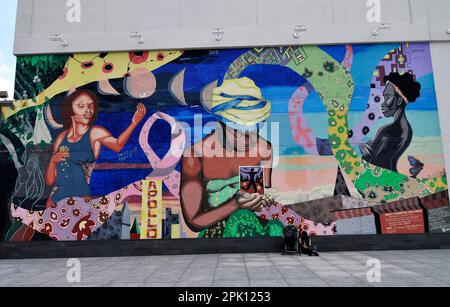 Colorful wall murals in Harlem, Manhattan, New York City, USA. Stock Photo