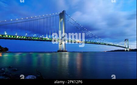 The Verrazzano bridge as seen from the Bay Ridge Promenade in Brooklyn, New York City, NY, USA. Stock Photo