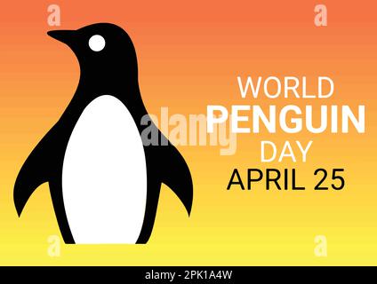 World Penguin day. April 25. Holiday card. Vector illustration. Stock Vector