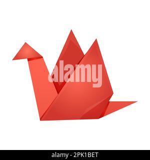 Origami crane paper japanese figure in cartoon style isolated on white background. Vector illustration Stock Vector