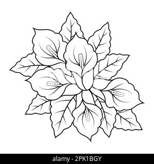 Floral Coloring Pages, Indian style Black And White Floral Coloring Pages, Adult Floral Coloring Pages, Floral Mandala Stock Vector