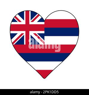 Hawaii Heart Shape Flag. Love Hawaii. Visit Hawaii. Northern America. America. Vector Illustration Graphic Design. Stock Vector