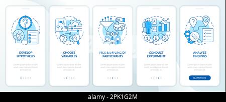 How to conduct causal research blue onboarding mobile app screen Stock Vector