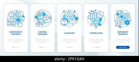 Causal research variables blue onboarding mobile app screen Stock Vector