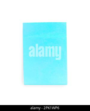 Blank light blue sticky note on white background, top view Stock Photo