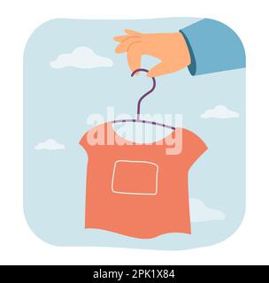 Hand holding stylish shirt on clothes hanger Stock Vector